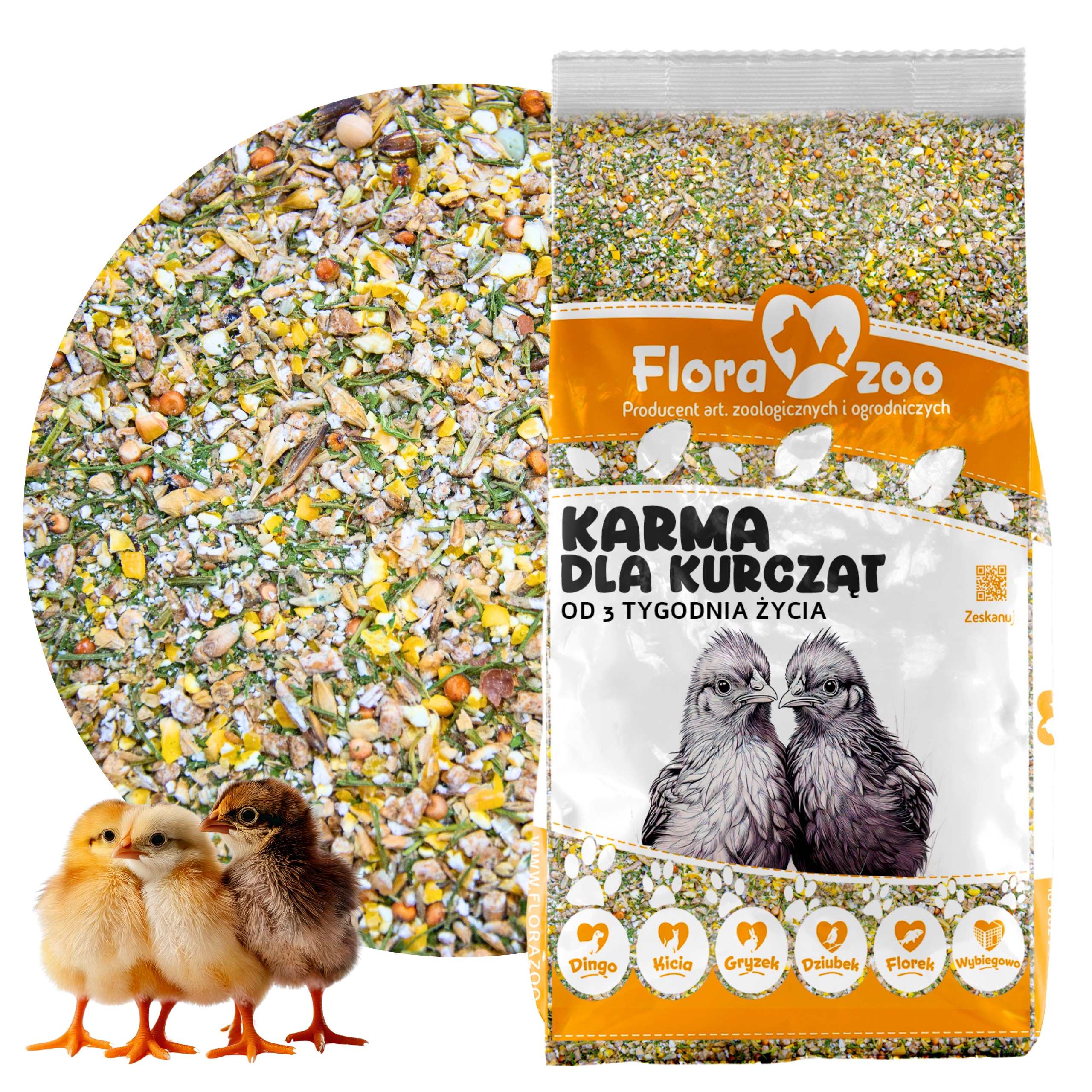 KARMA PASZA DROBNA ZE SZPINAKIEM POKRZYWĄ DLA KUR KURCZĄT PISKLĄT OD 3 TYG