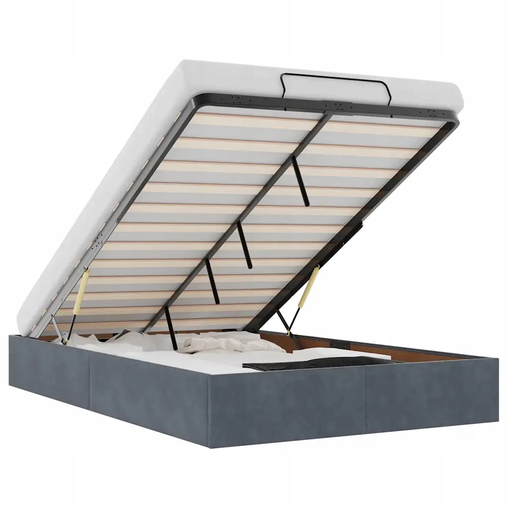 Rám postele Otomana tmavě šedá 203 x 120 x 23,5 cm s mechanismem zvedání