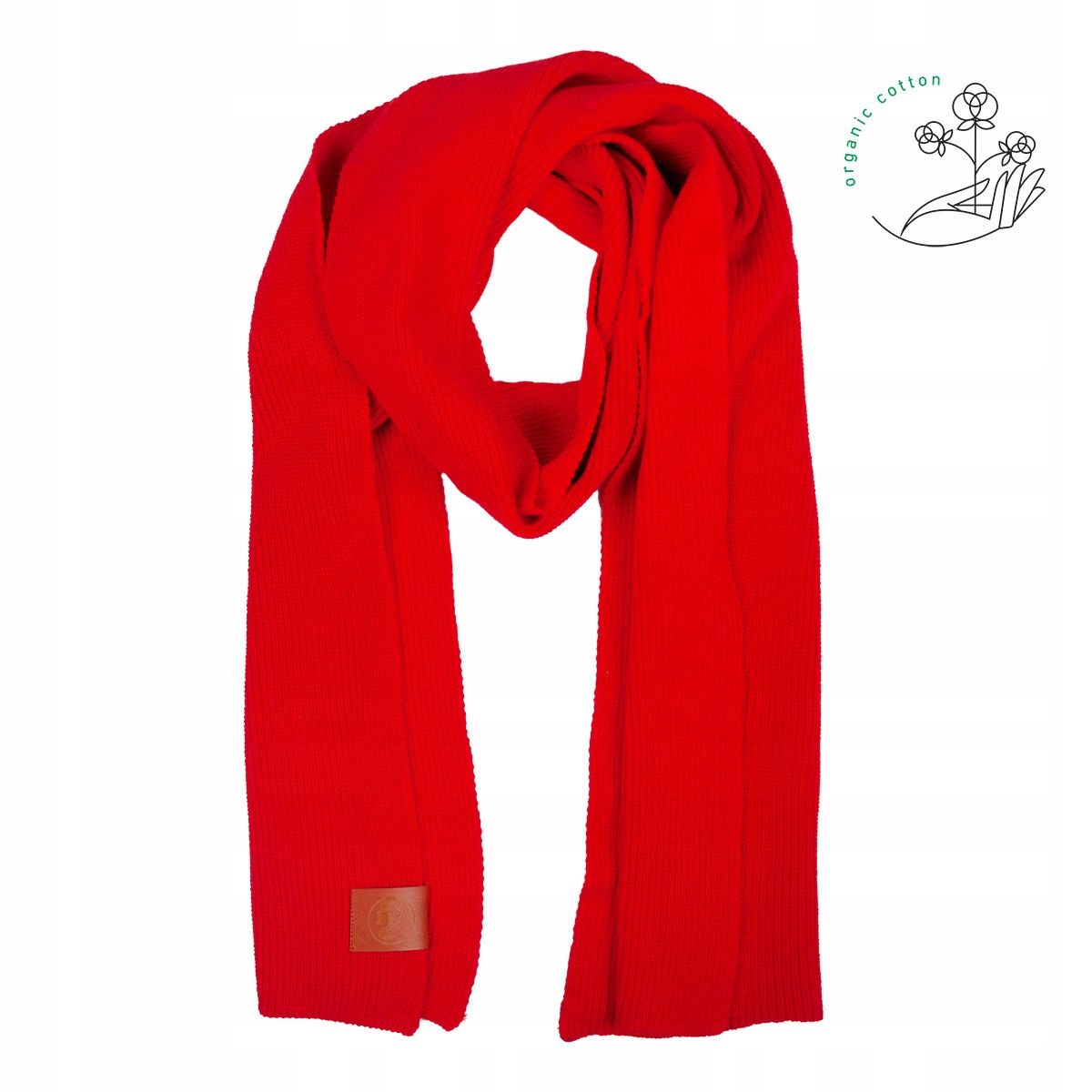 Šála hladká z organické bavlny, červená