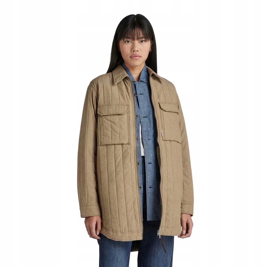 G-star Raw Bunda Do Pasu S Lenem Béžová Prošívaná M 6FA
