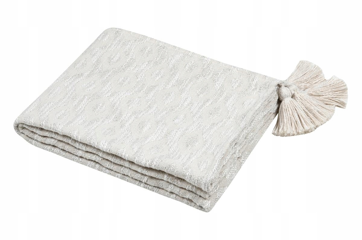 Bavlněná Deka S Lněným Efektem Béžová S Chvojím 125 x 150 CM Do Ložnice