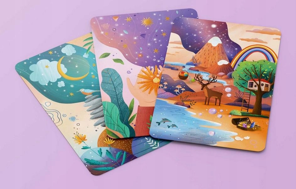 KRAINA SPOKOJU. KARTY, KTÓRE POMAGAJĄ ZNALEŹĆ UKOJENIE I MOC. EDUKOWISKO Materiał karton papier