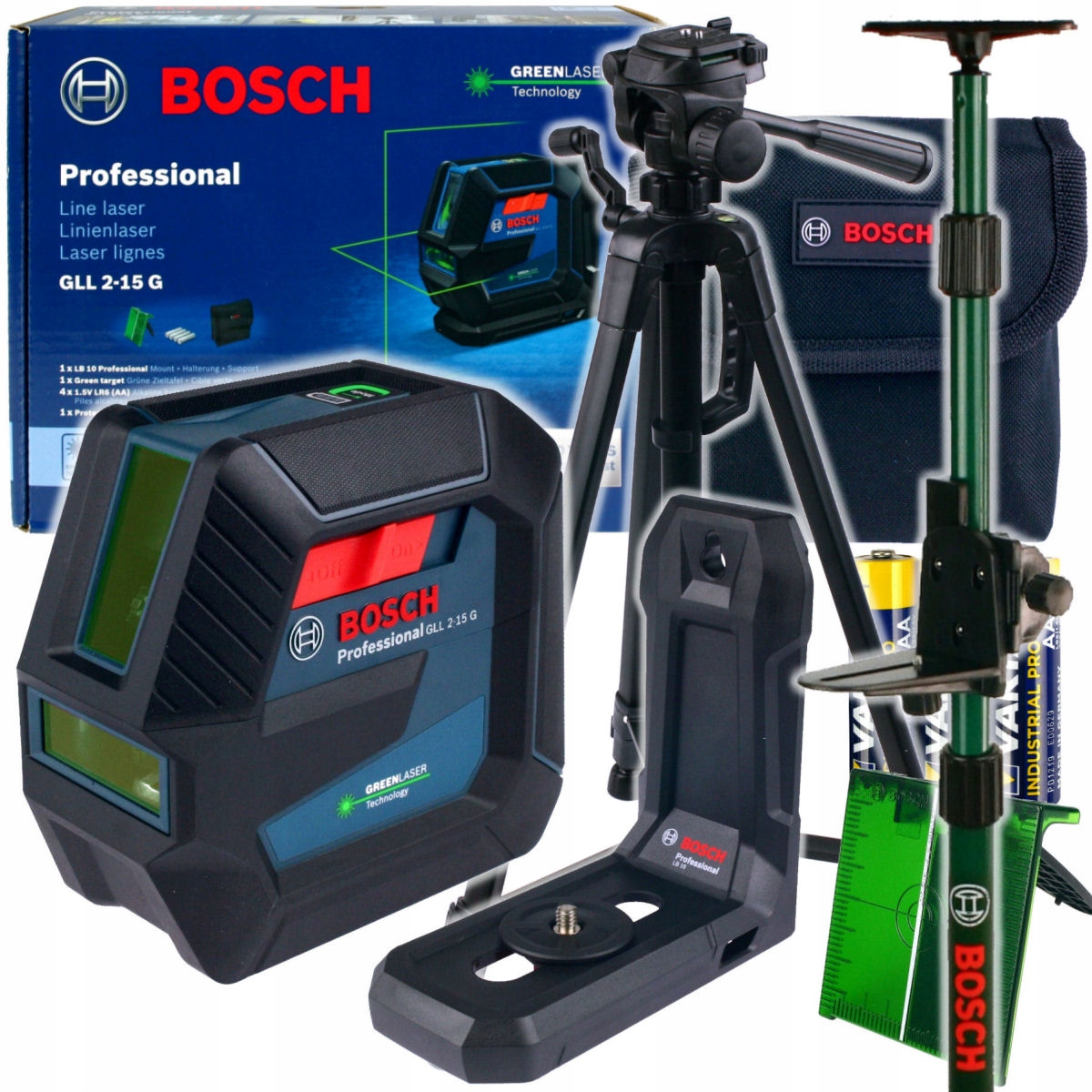 

Laser Krzyżowy Gll 2-15 G Bosch Statyw Tyczka