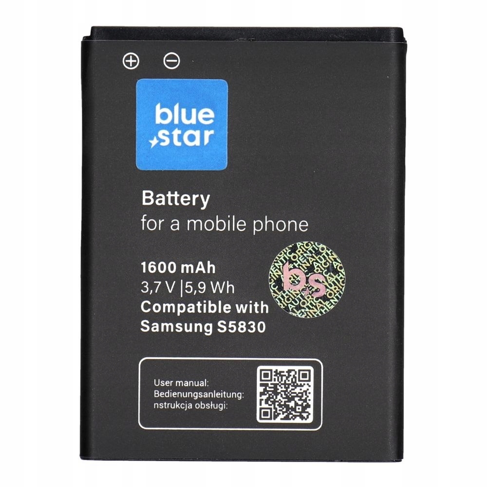 Bateria do Samsung S5830 Galaxy Ace Galaxy Gio S5670 1600 mAh Blue Star P