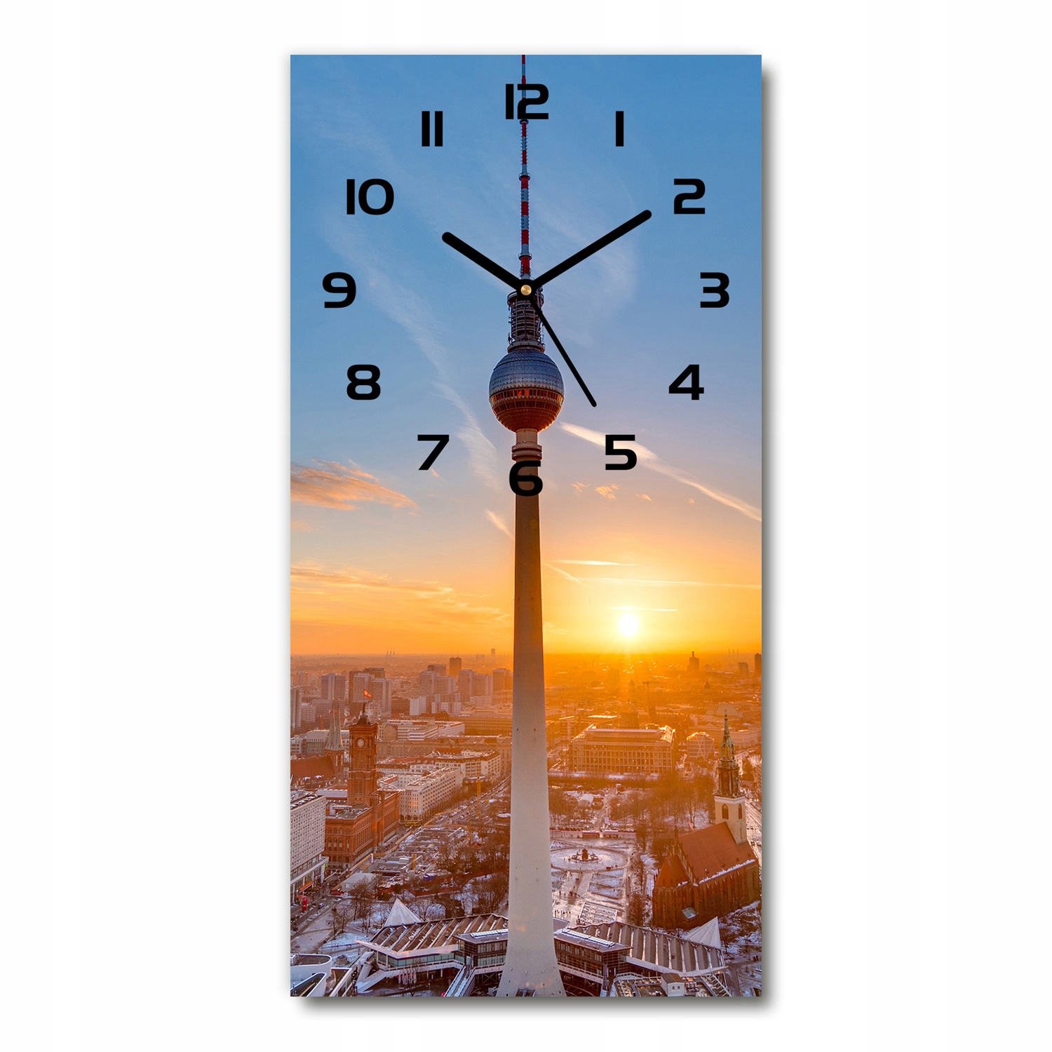 

Szklany zegar na ścianę Wieża telewizyjna 30x60cm