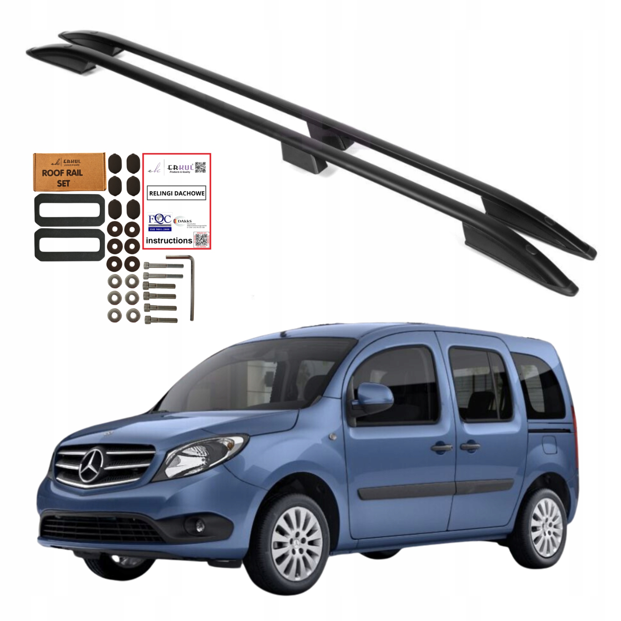 Střešní nosiče Mercedes-benz Citan W415 L2 Dlouhé 2012-2021 Černé Pevné