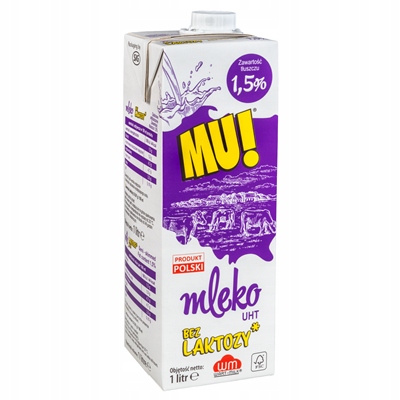 Mu! Mléko Uht bez laktózy 1,5% 12 x 1 l