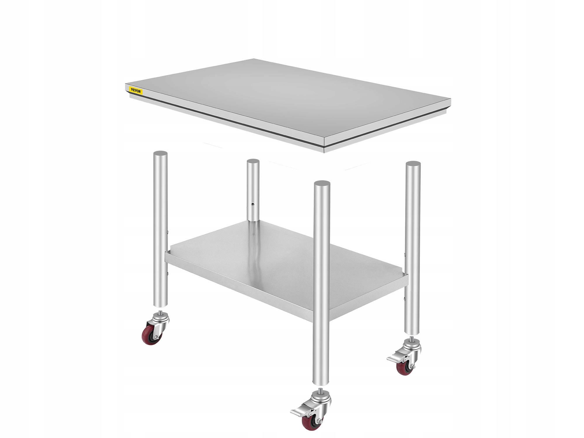 VEVOR рабочий кухонный стол на колесах 90 x 60 см дополнительные функции с полкой с регулируемыми ногами