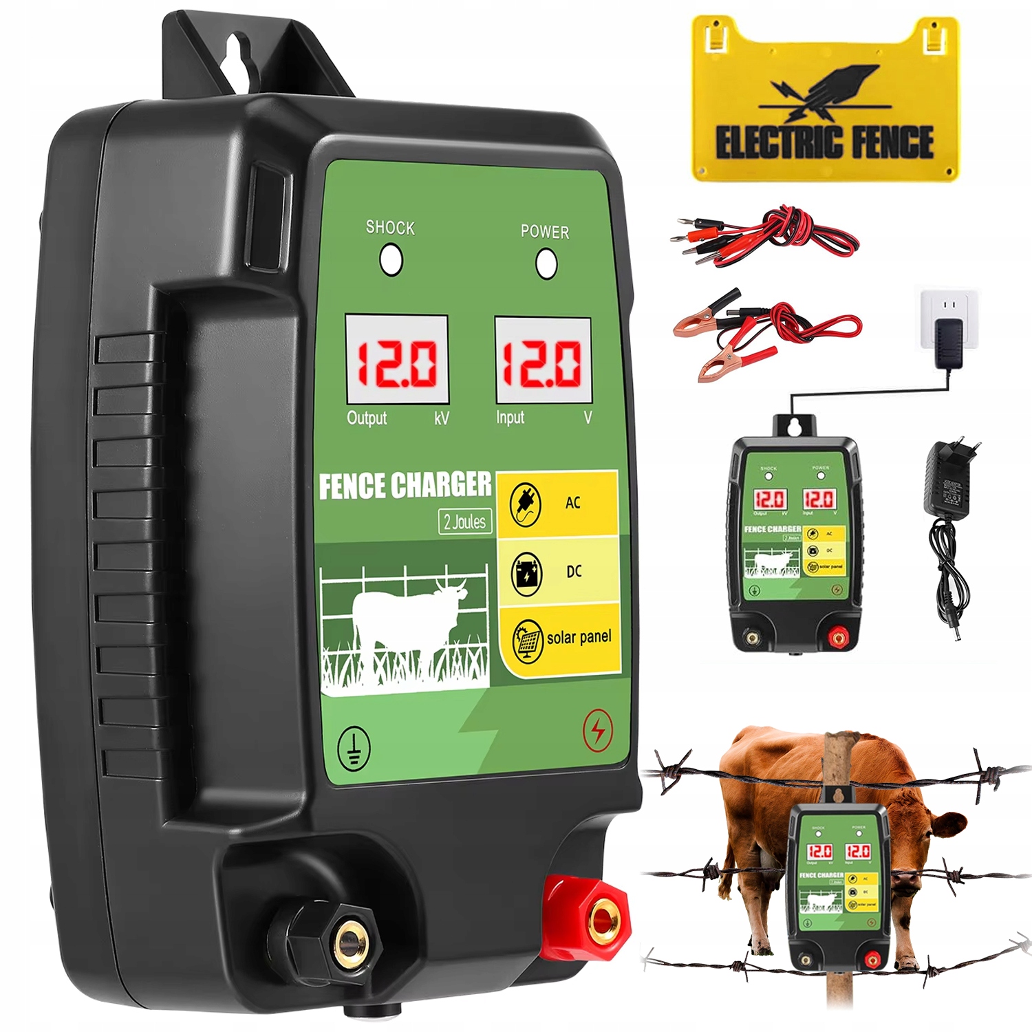 Elektrizátor Pastuch Elektrický Oplocení LCD Obrazovka Pro Zvířata 15 km