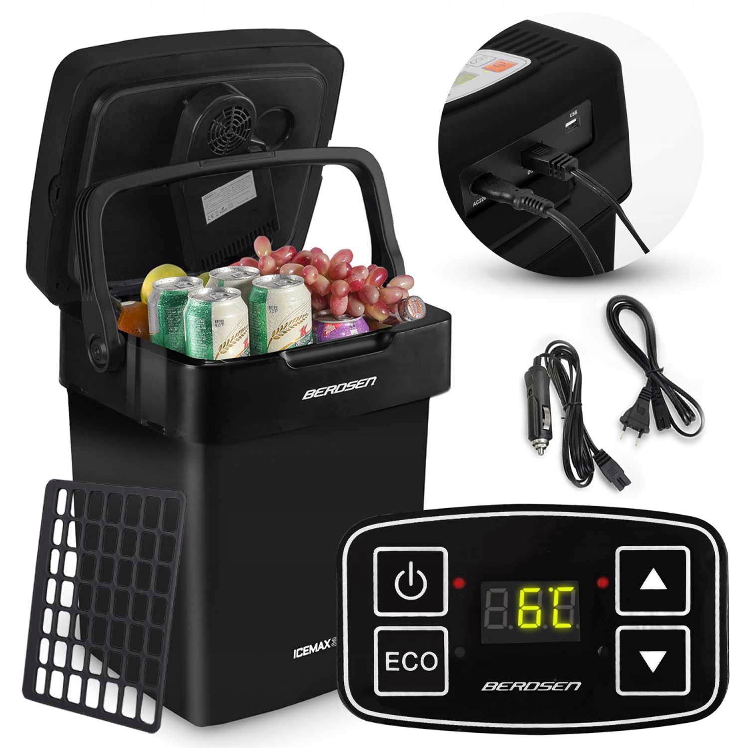Turistická Automobilová Chladnička 12V/230V Usb 29L Černá, funkce ohřevu