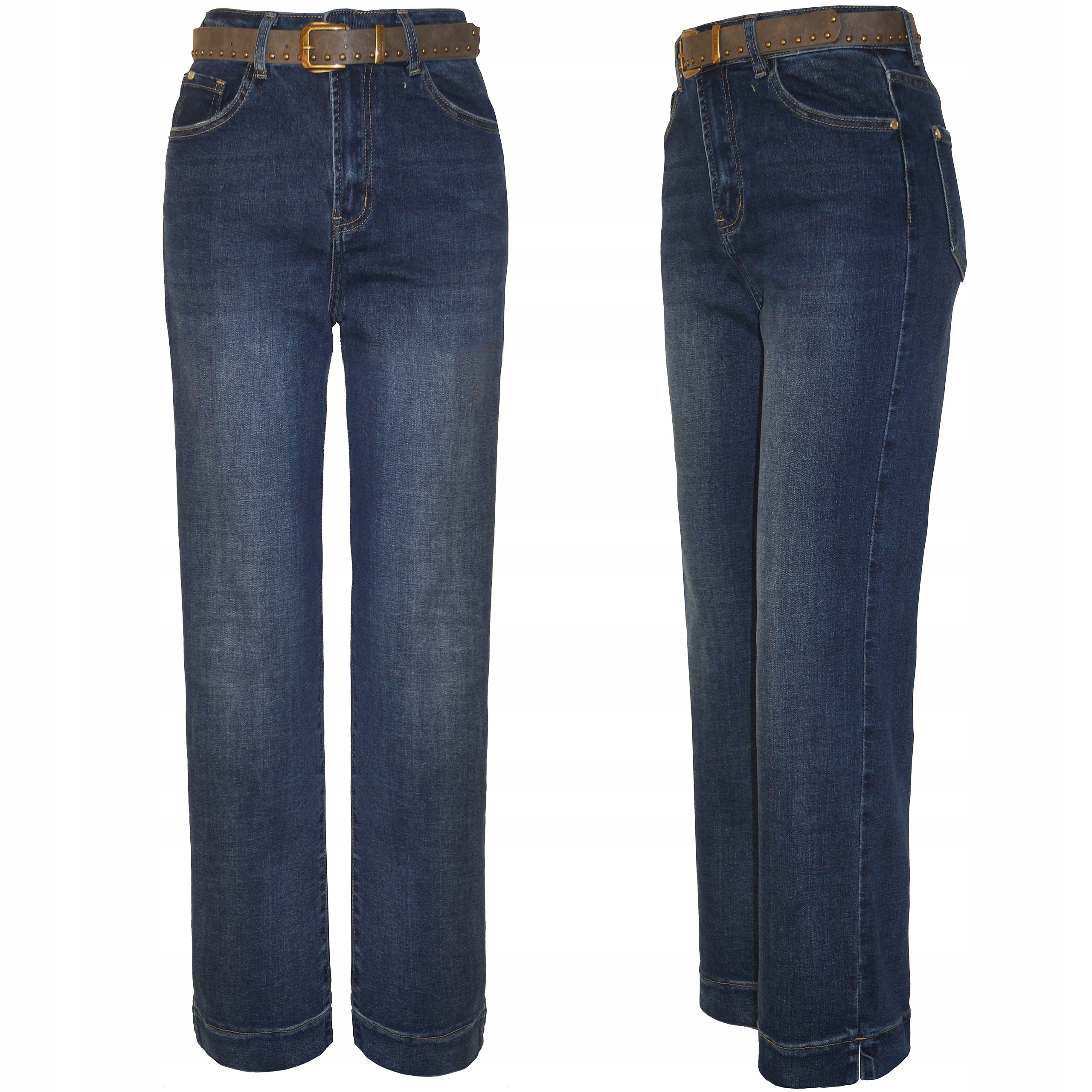 M.Sara Spodnie Damskie Jeansy Szerokie Nogawki Wysoki Stan XL 42