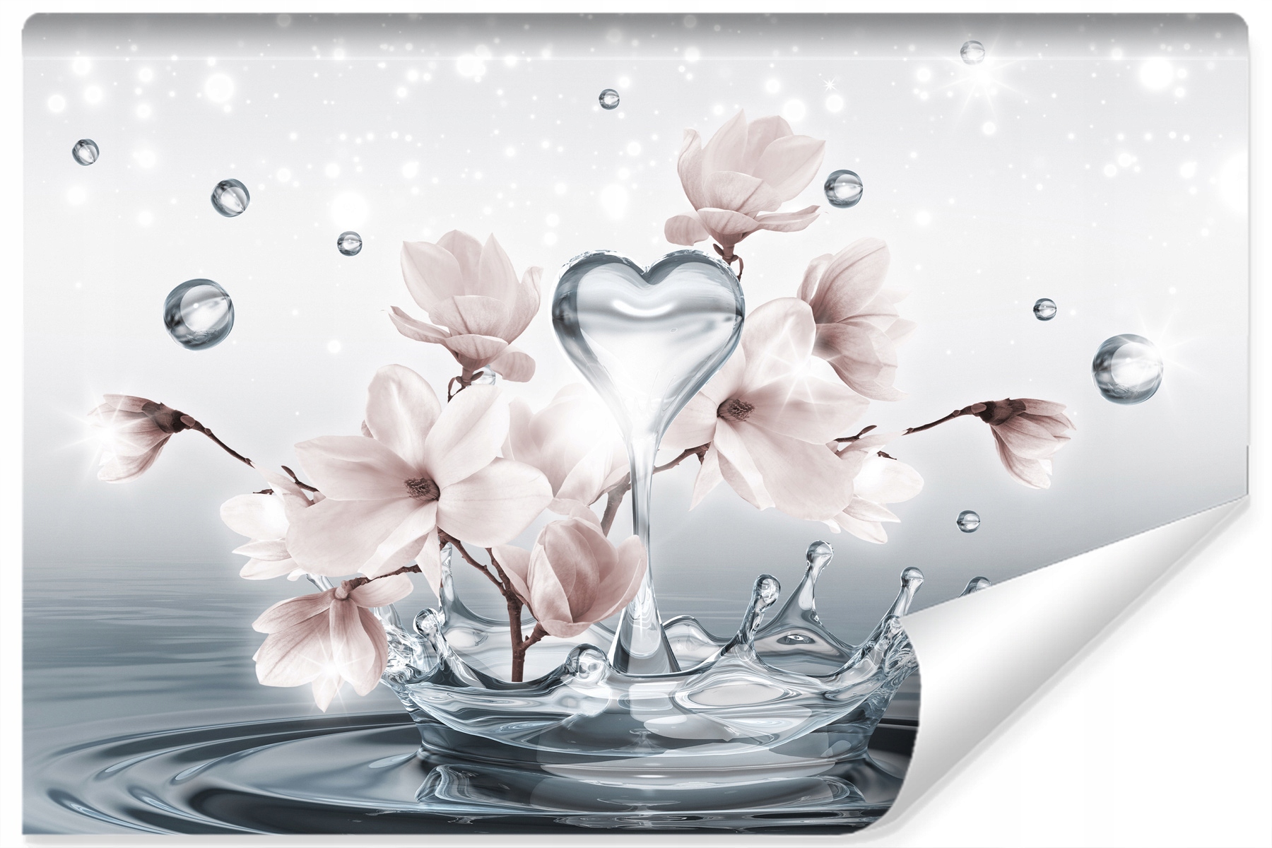 Fototapeta Magnolie Kapky vody Srdce 3D 400x280