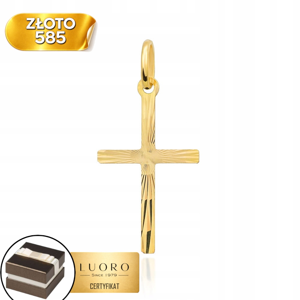Zlatý Diamantový Křížek 585 14K 1,9 CM, Klasický Dárek