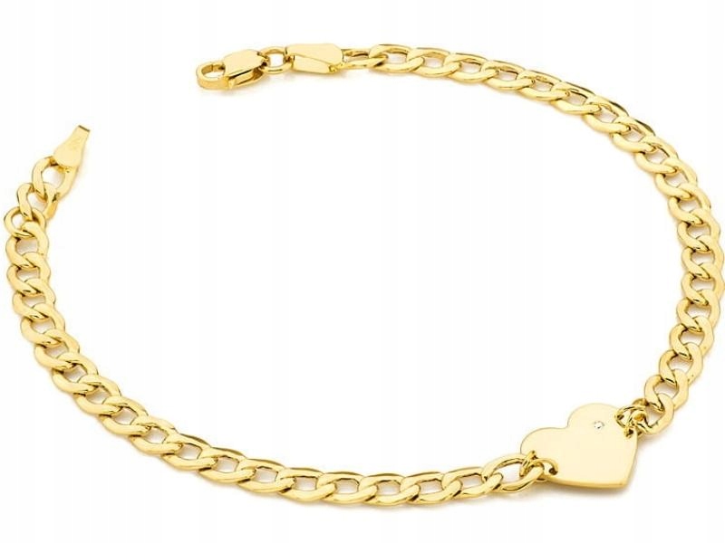 Zlatý náramek 585 srdce briliant 3,00 g elegantní vzor jako dárek 14k