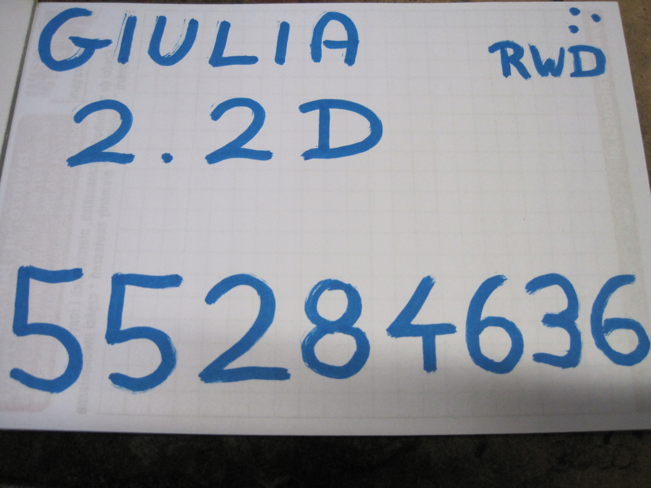 engine MOTOR unprotected pillar ALFA ROMEO GIULIA 2.2 D 55284636