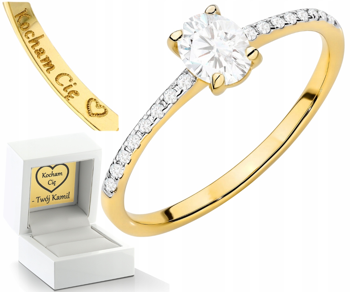 Zlatý Prstýnek Laboratorní Diamanty Gravírování Bonus 585 Dárek
