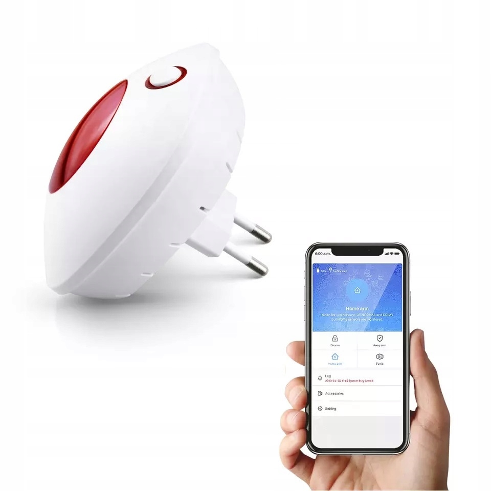 Bezprzewodowa Syrena Alarm Sieciowy 110DB Tuya Smart Po Polsku WiFi