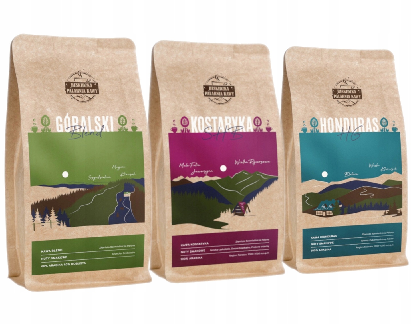 Levně Čerstvě Pražená Káva Zrnková Horská Kostarika Honduras 3x 250g Speciality