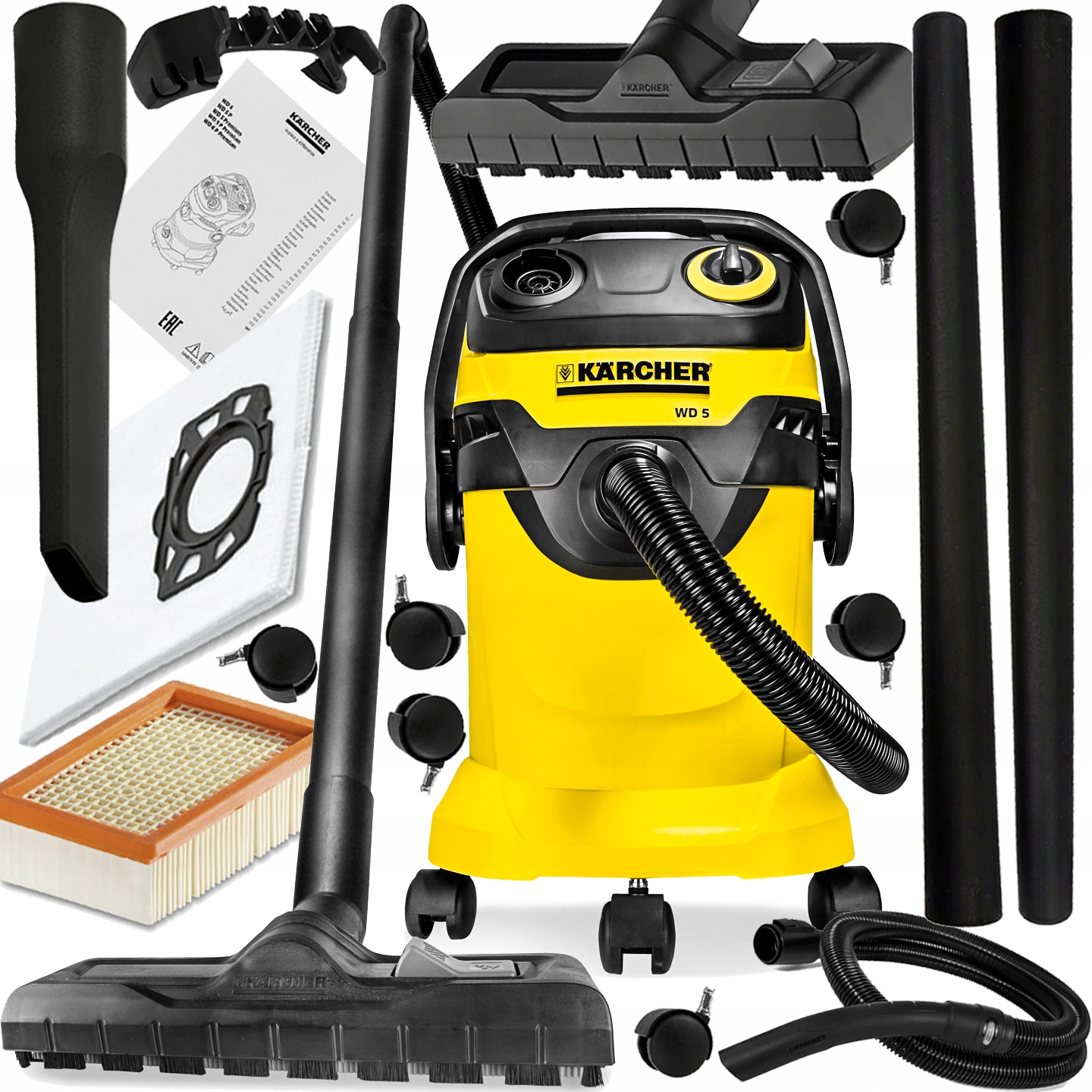 ODKURZACZ PRZEMYSŁOWY KARCHER WD5 + TURBOSZCZOTKA 8399343034 Allegro.pl