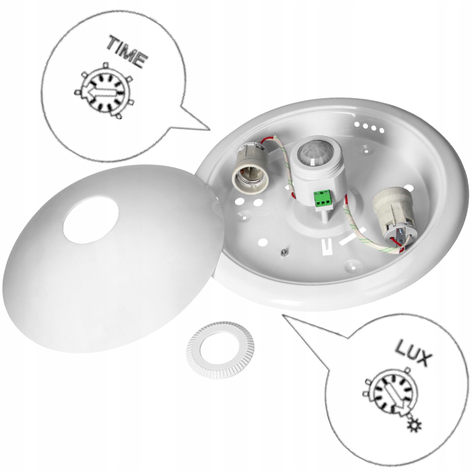 PLAFON OPRAWA CZUJNIK RUCHU I ZMIERZCHU LED 2x E27 Klasa efektywności energetycznej F