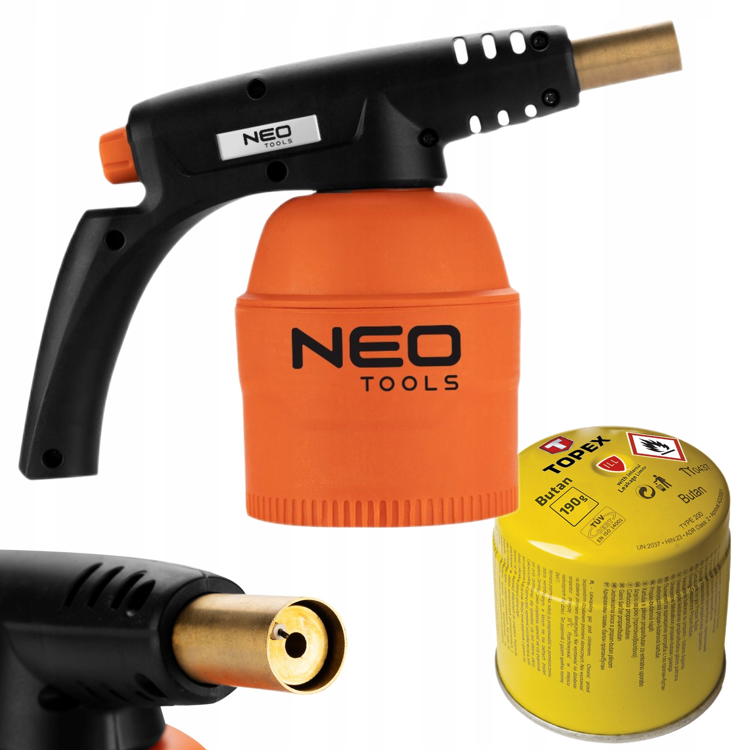 Neo Tools Plynová Pájecí Lampa Na Náboje 190 G Piezo Zapalování 20-022 Náboj