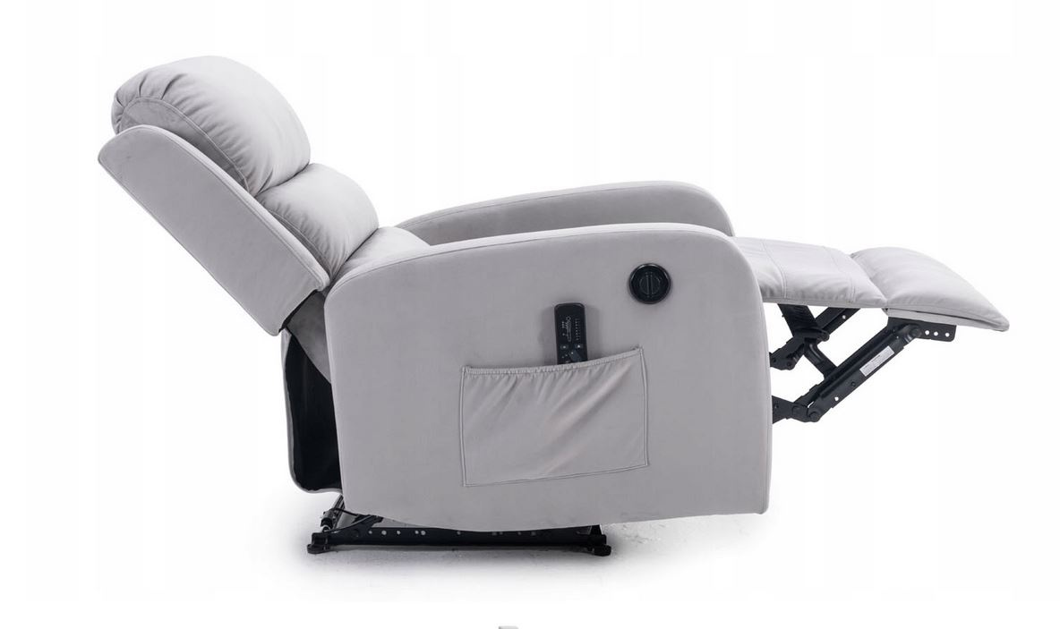 FOTEL MASUJĄCY ROZKŁADANY ELEKTRYCZNIE JASNY SZARY Marka inna