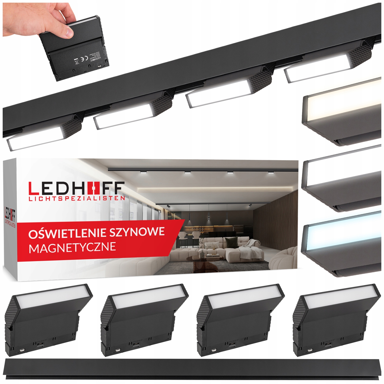 Magnetická Led lišta 4x lineární lampa Stmívatelná 6W 3 Barvy Pohyblivá M20