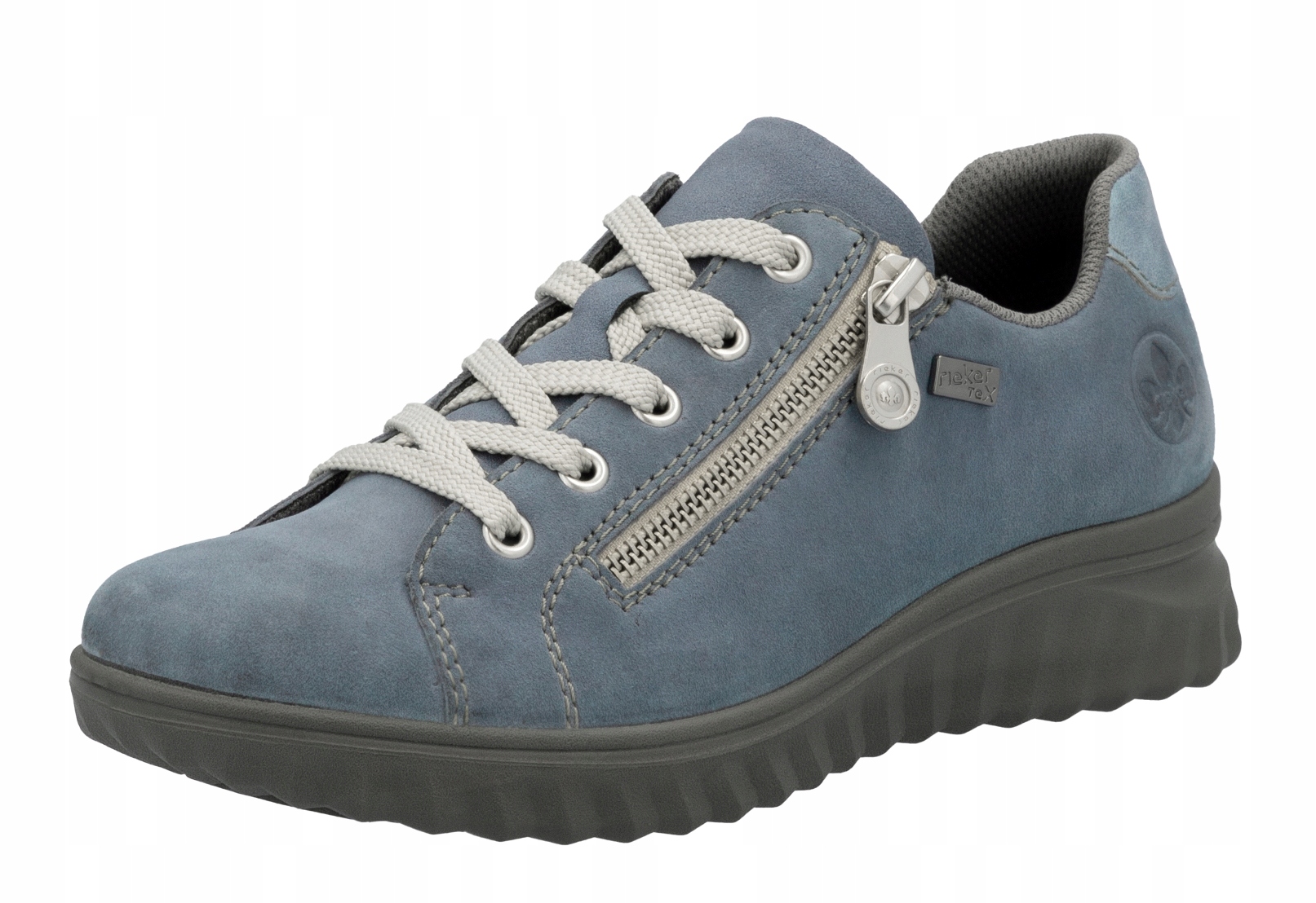 Rieker 59000-10 vel.37 modré dámské kožené polobotky Soft Tex