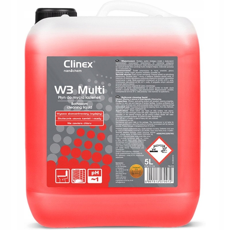 Levně Tekutý prostředek Clinex W3 Multi 5L (na mytí koupelen)