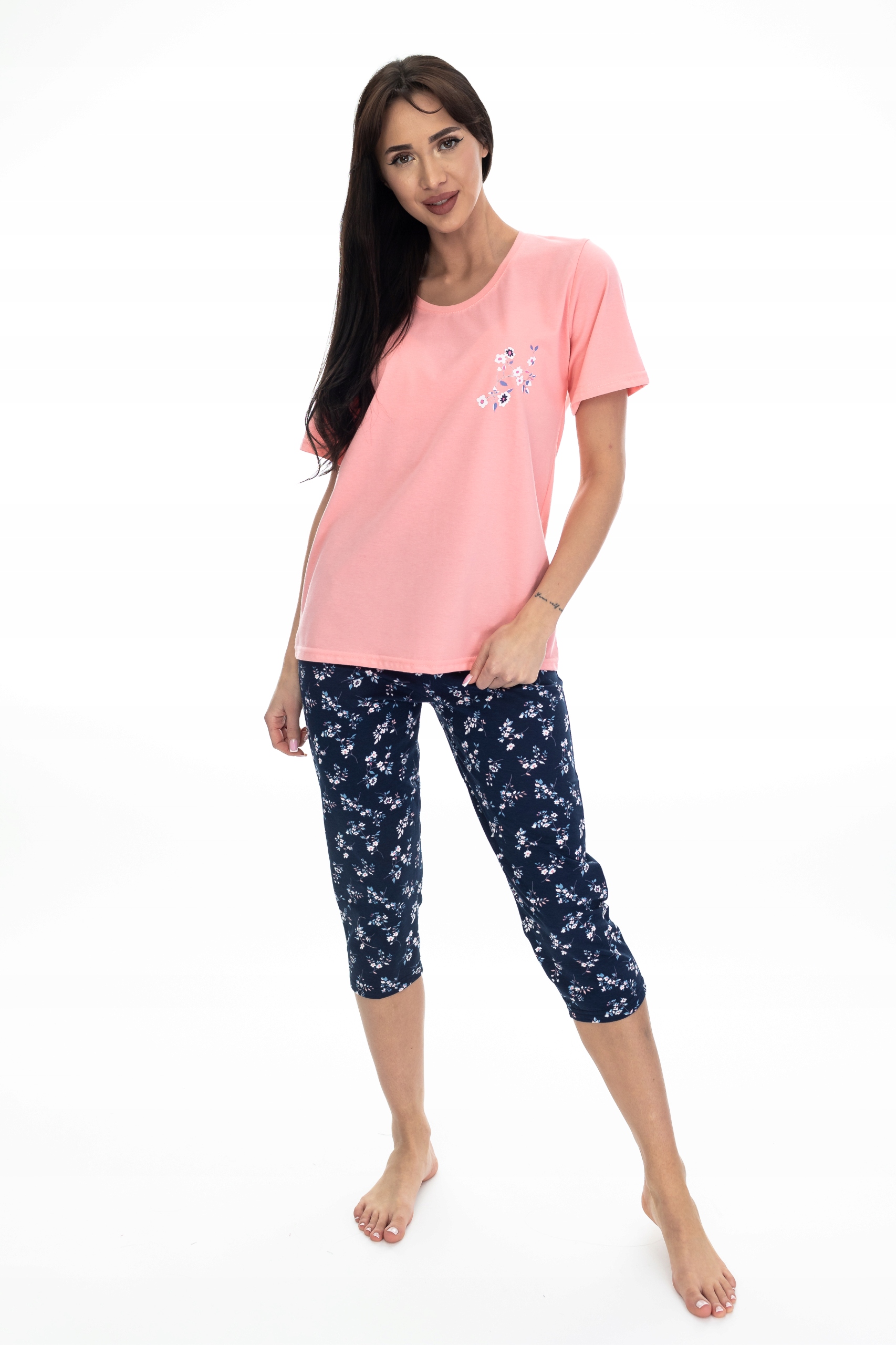 PIŻAMA DAMSKA KR.RĘKAW 3/4 SPODNIE KUBA POMARAŃCZ GRANAT XXL Marka Kuba