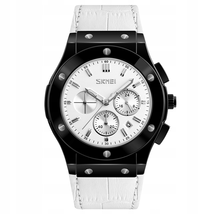 Pánské hodinky Skmei analogový kožený řemínek chronograf datumovka