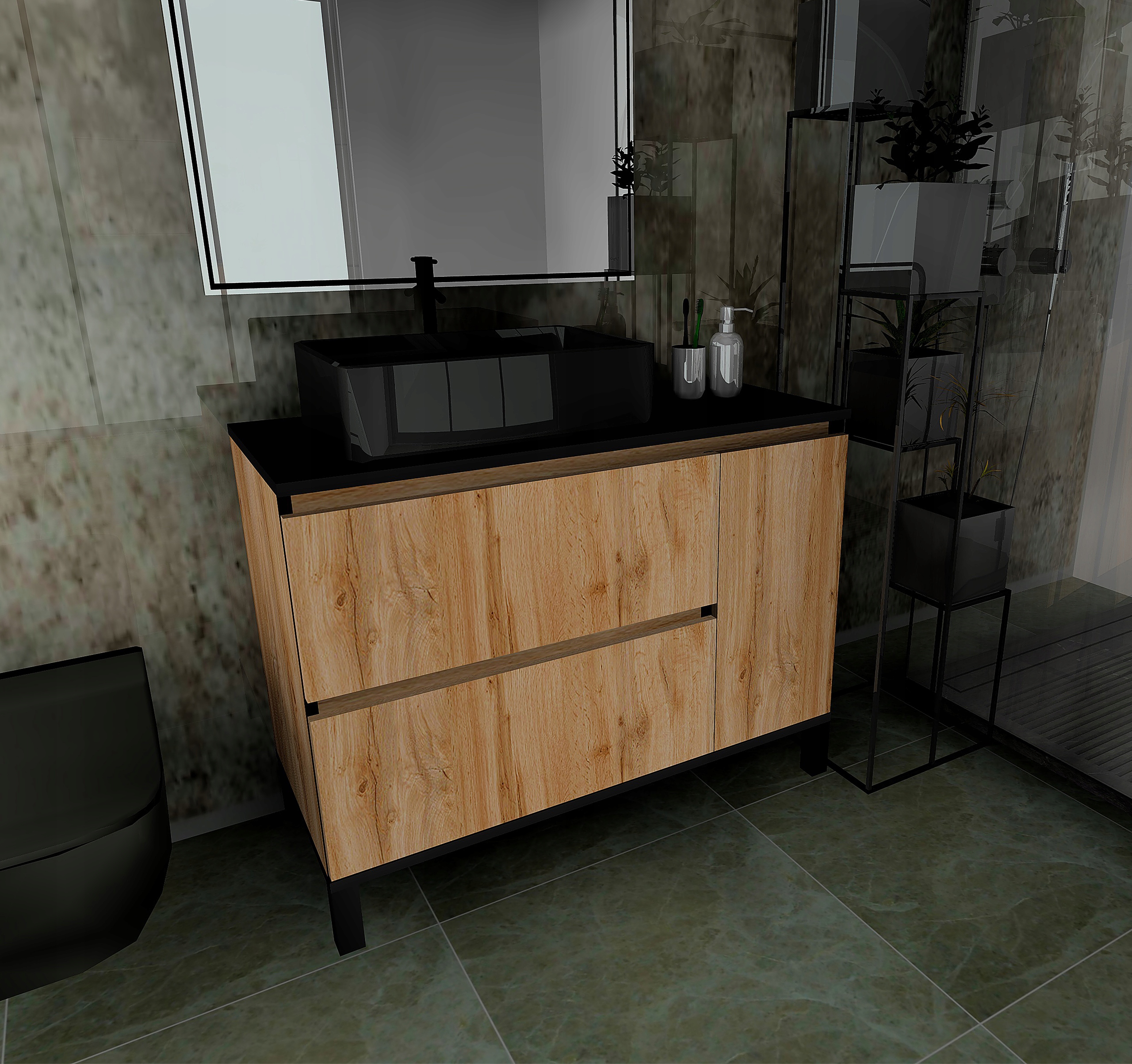 Szafka pod umywalkę _2_SZUFLADY+KOSZ_bez składania_ Pod_Wymiar_ POD KOLOR_ Głębokość mebla 45 cm