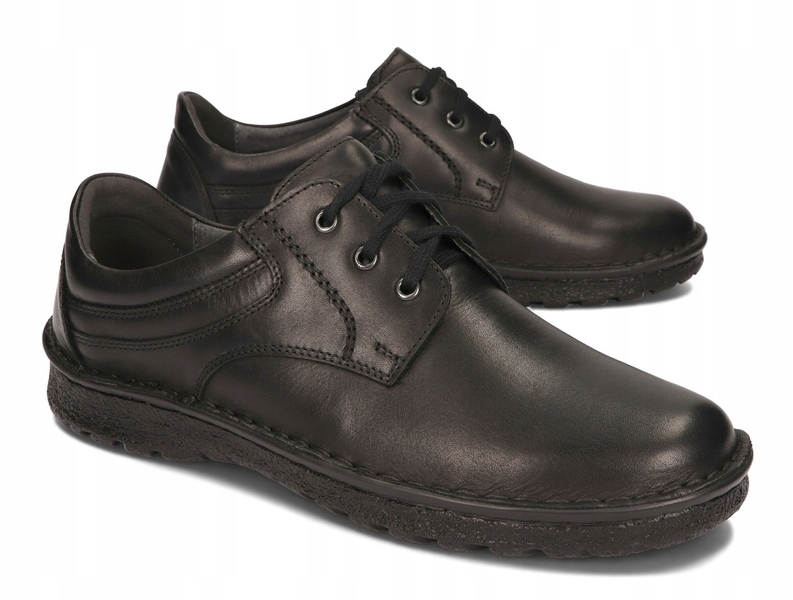 BUTY MĘSKIE SKÓRZANE TĘGIE SZYTE 015/15 CZARNY 42 Model PÓŁBUTY