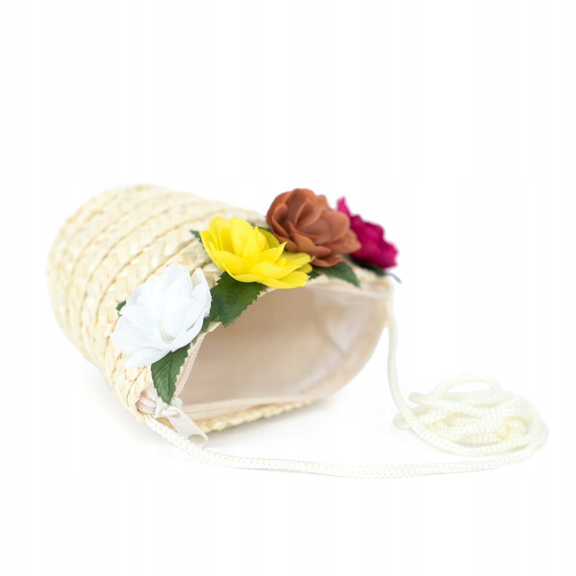 TOREBKA SŁOMKOWA dziecięca DLA DZIEWCZYNKI torebeczka LETNIA w kwiaty Materiał dominujący inny