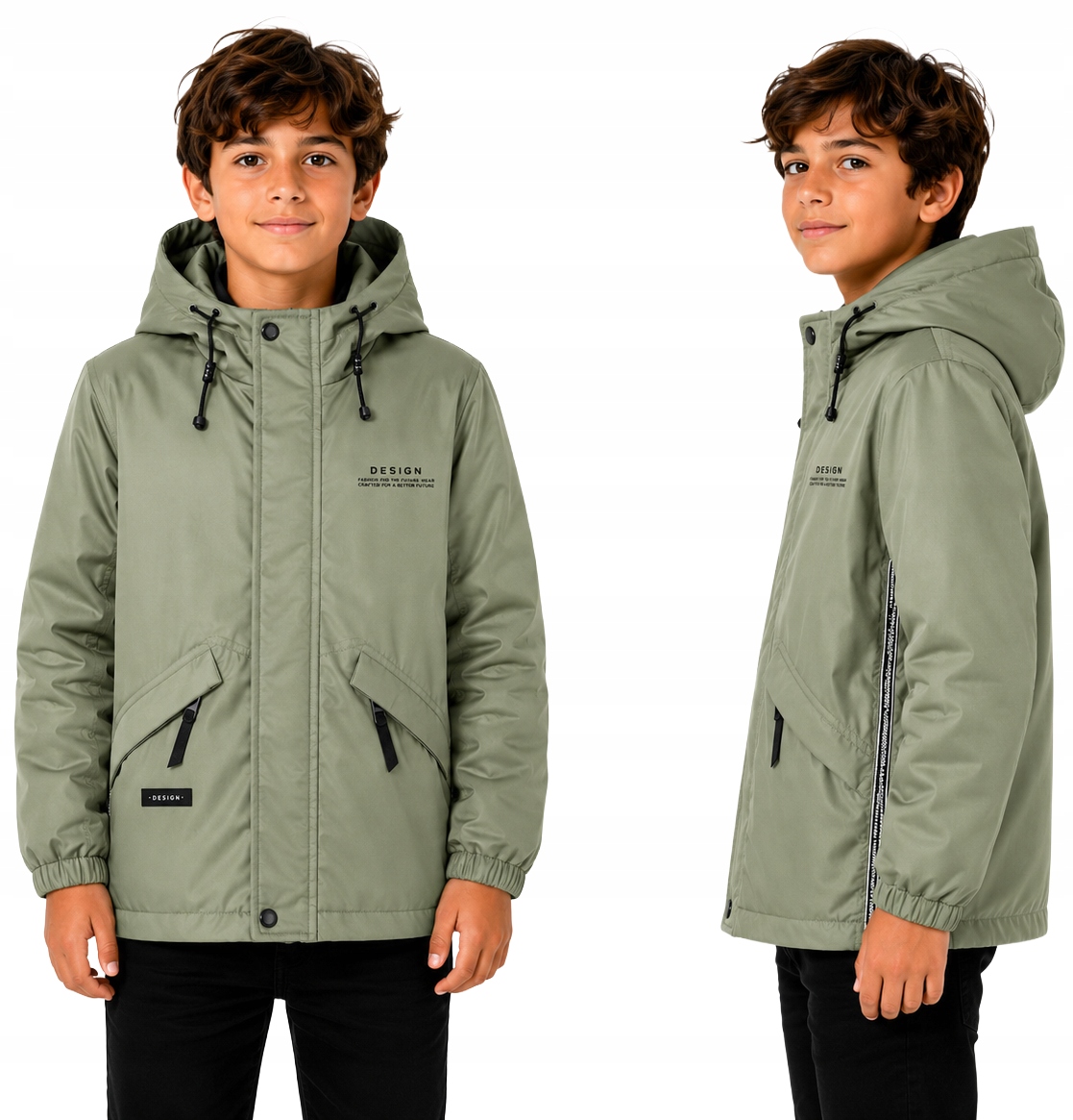 Kurtka chłopięca przejściowa softshell, zielona, rozm. 164 (16)