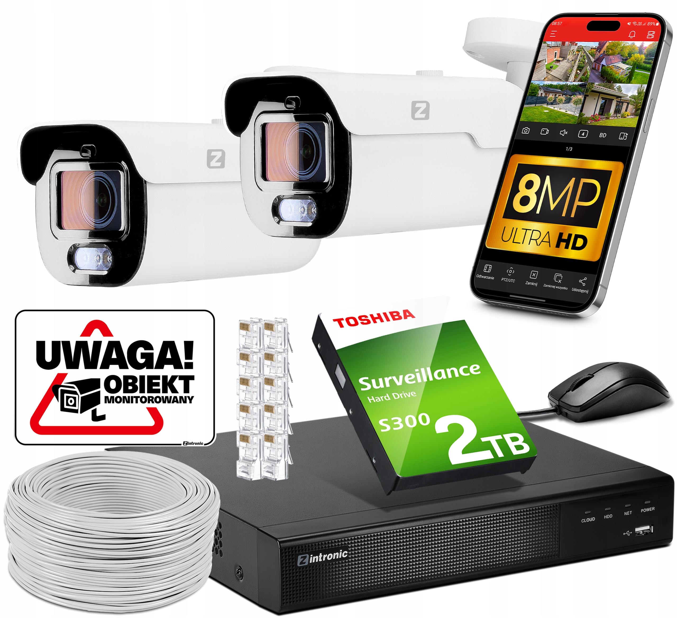 Sada Monitorování 2 kamer Poe 8MPx motor-zoom Dual Light Analytika Ai 2TB