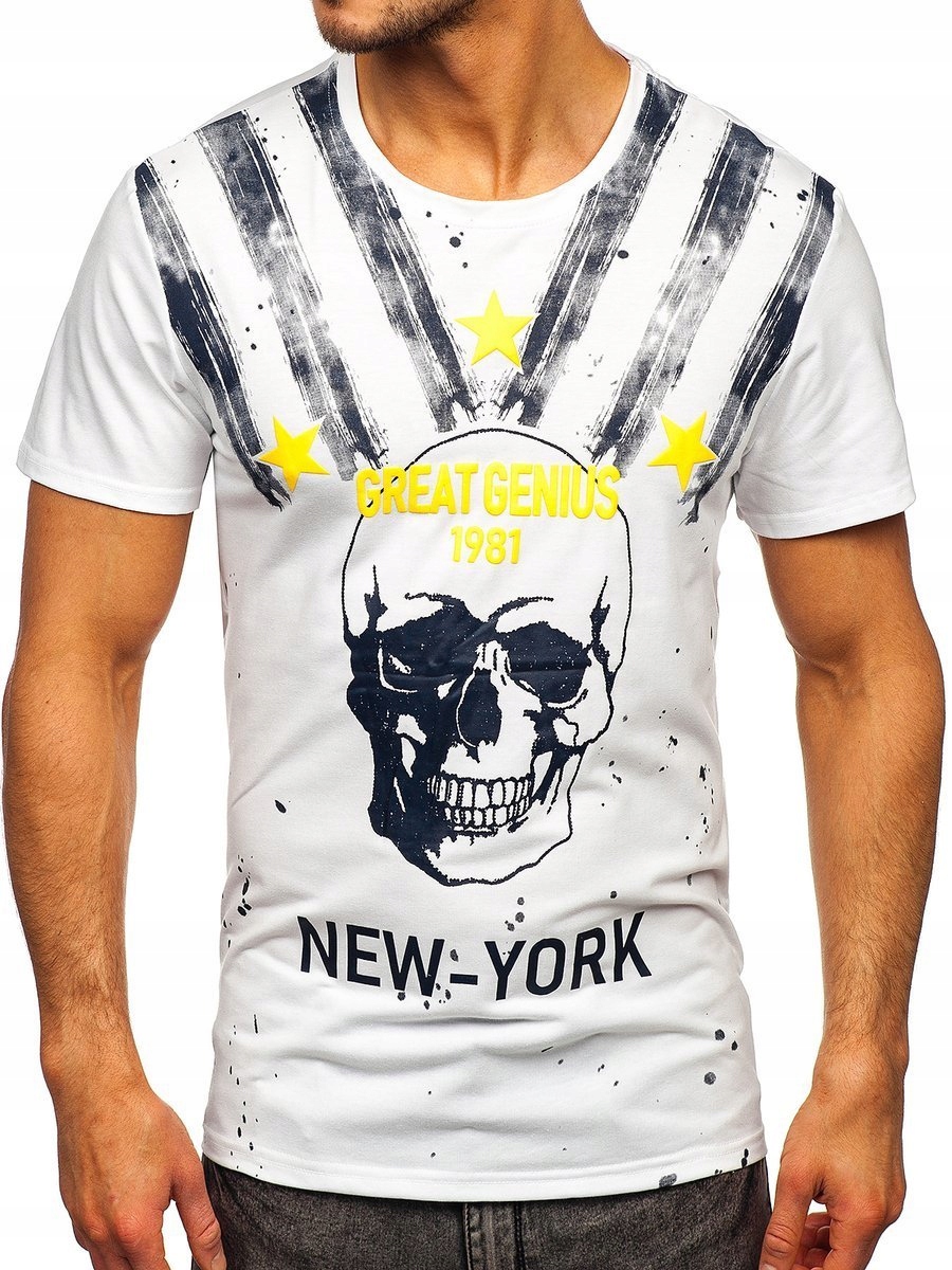 

T-shirt Męski Z Nadrukiem Biały Y70006 Denley_l