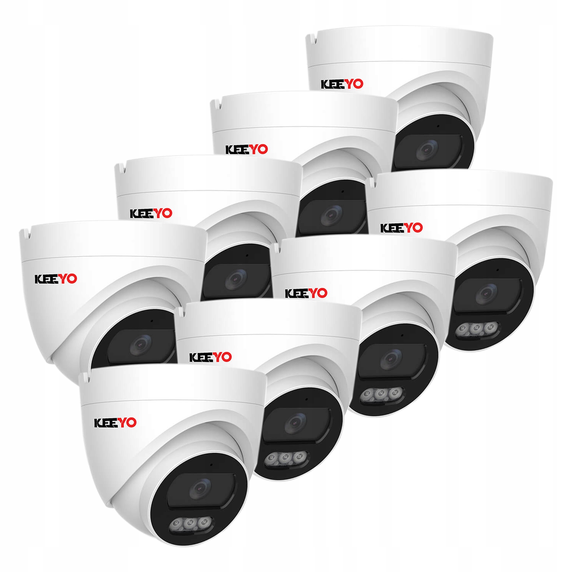 Sada kupolových Ip kamier 8x Keeyo LV-V-IP4M25DF-B 4Mpx Ir 25m Audio Ai