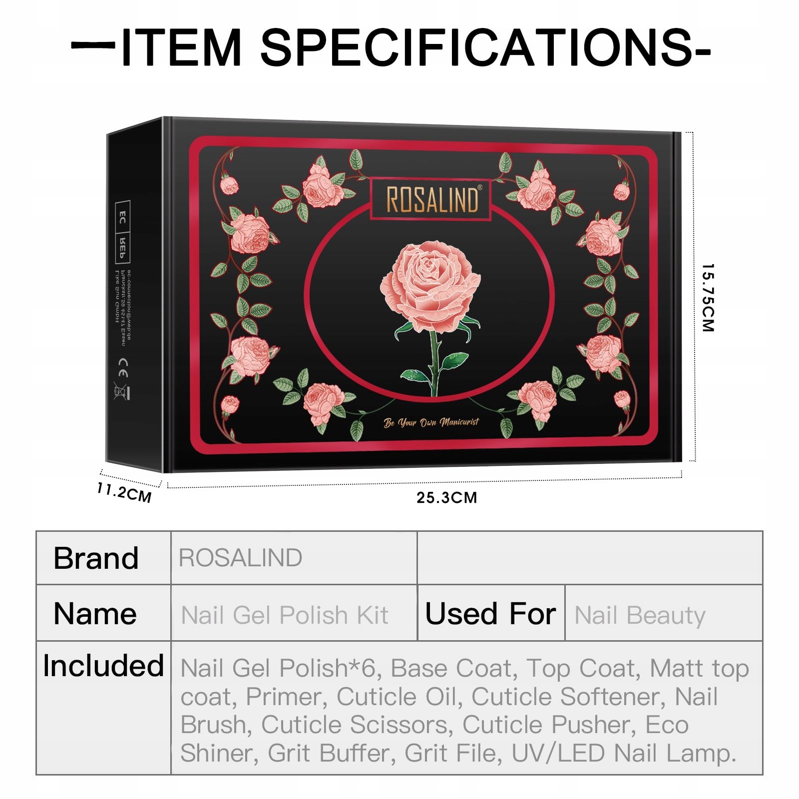 ROSALIND Shellac Starter Kit: 48W Lamp, 6 Colors, 10ml UV Gel, Matte Top — miniatura 8