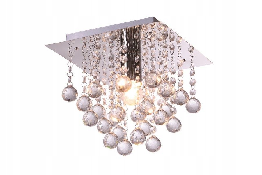 Čtvercový stropní svítidlo s převislými krystaly, zrcadlová glamour ozdoba