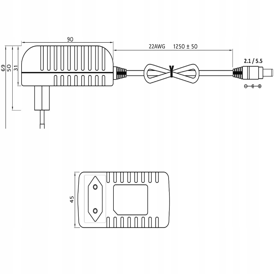 Zasilacz 12V 24W 2A Impulsowy DC Do Rejestratora Hikvision Dahua BCS Novus Marka Inna