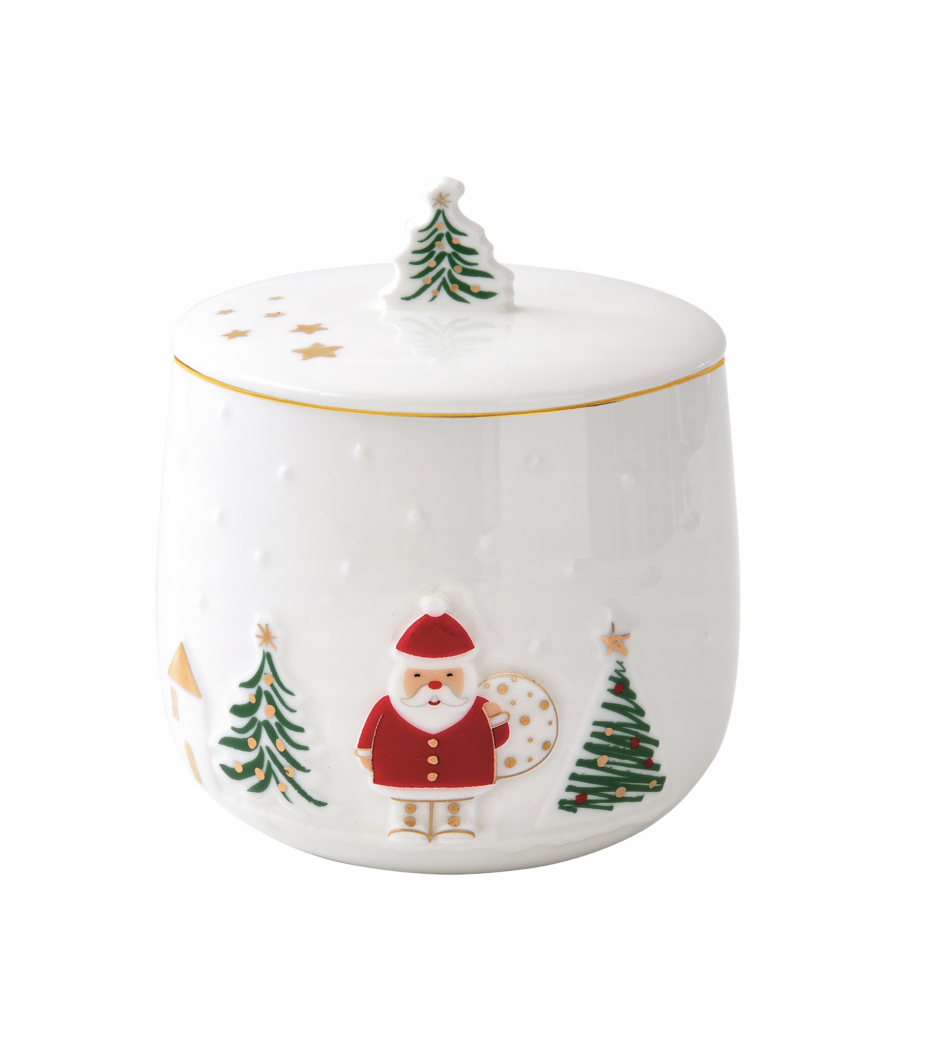 Porcelánová nádoba s víkem Vánoční motiv s Mikulášem Vánoce