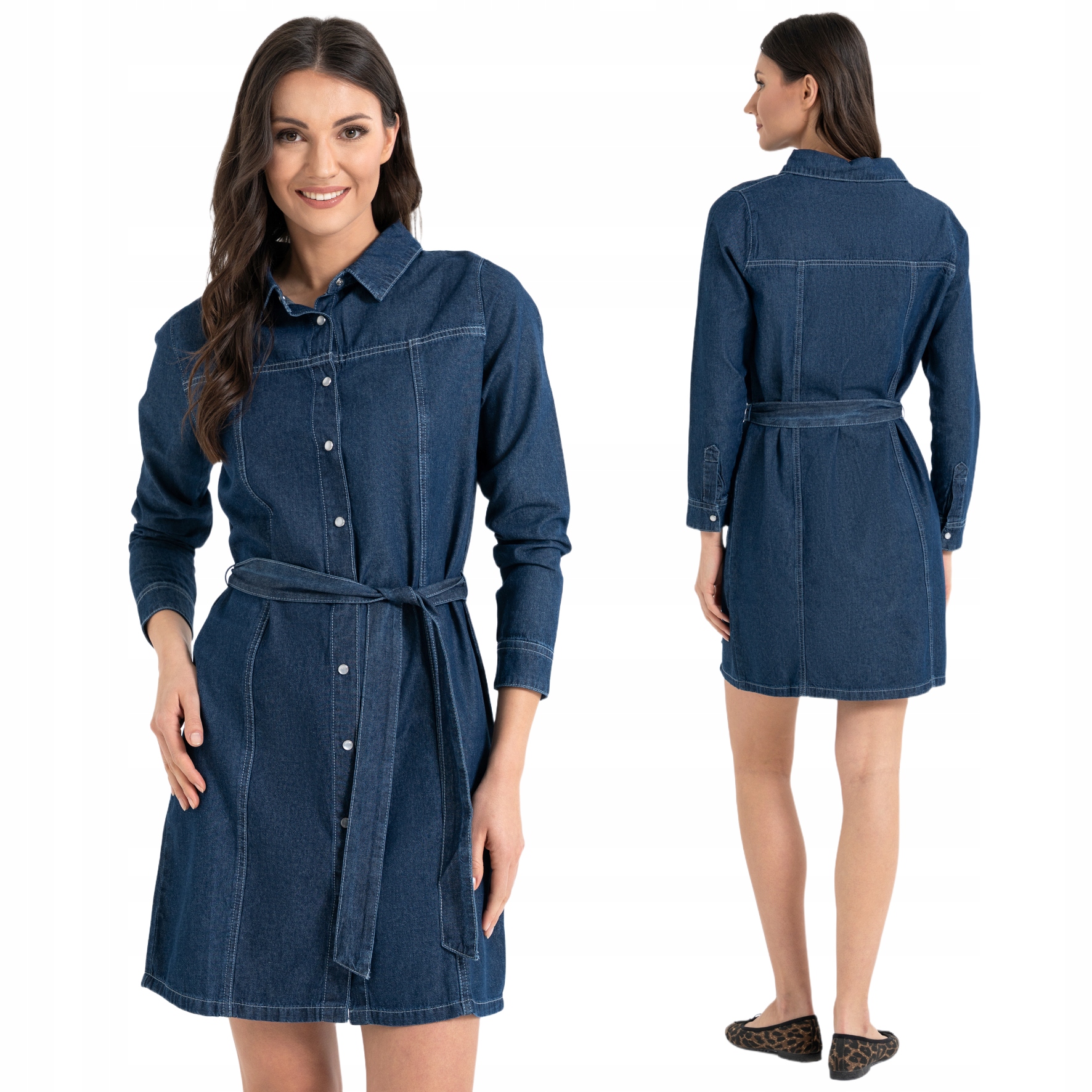 Sukienka Jeansowa Damska Szmizjerka Zapinana Moraj Ciemny Jeans XL