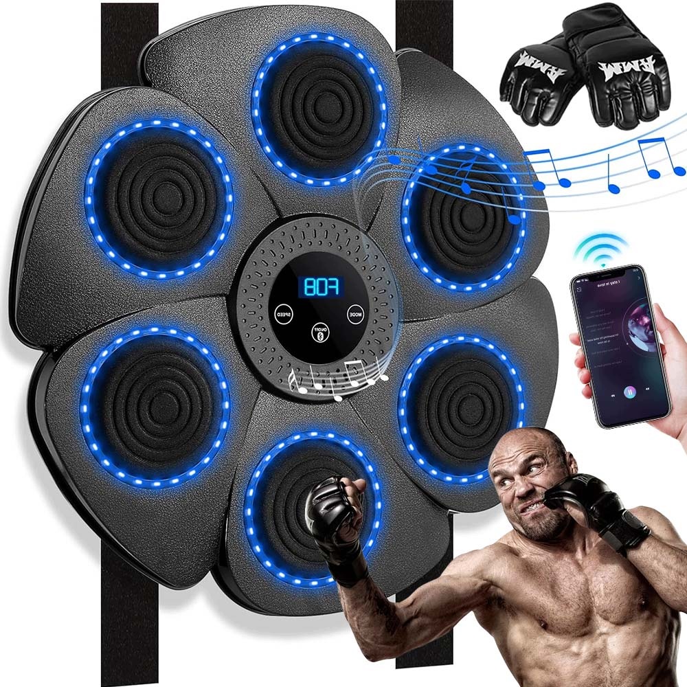 Boxerský tréninkový stroj 45 dB s párem rukavic v černé barvě