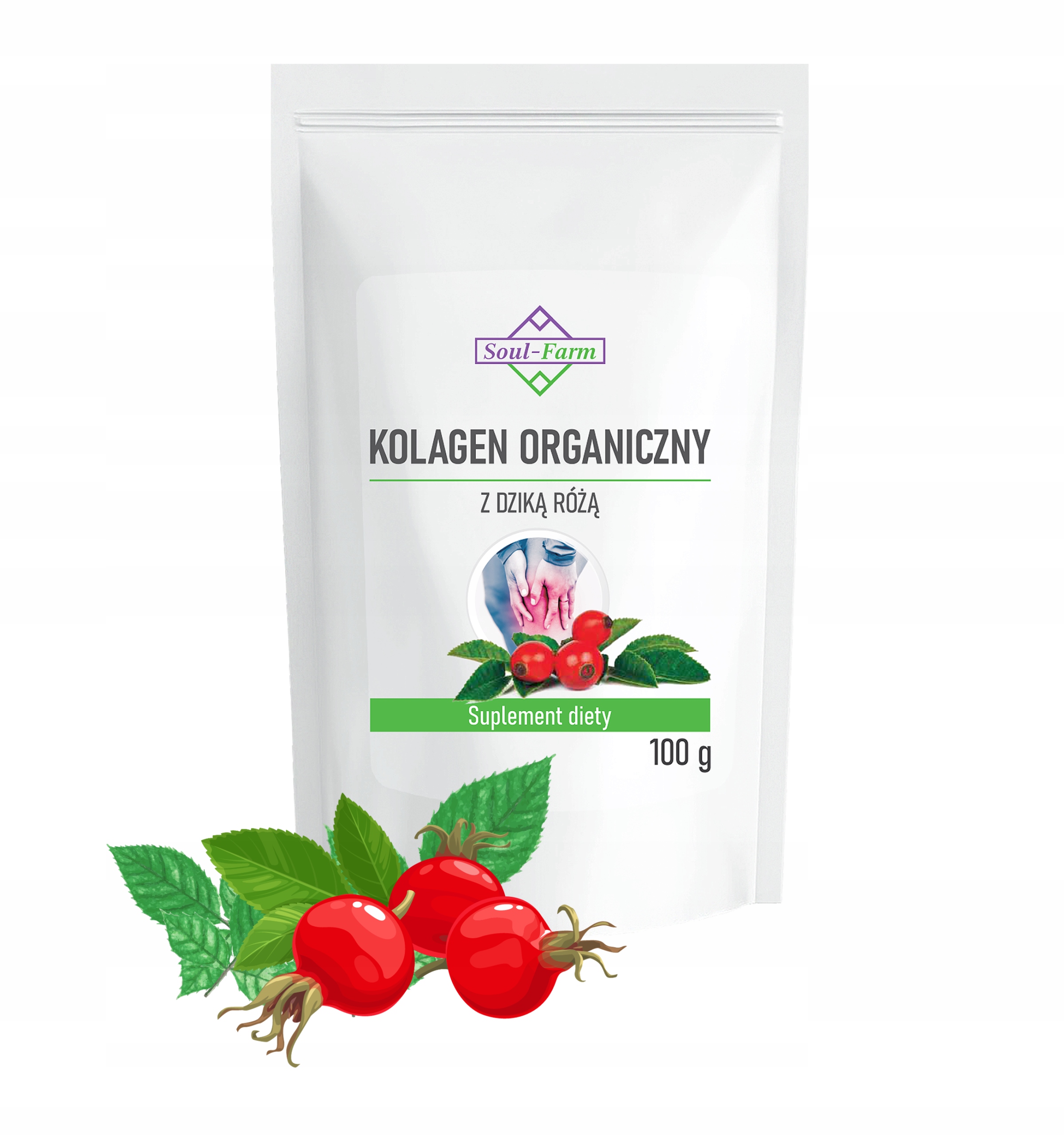 KOLAGEN RYBI, MORSKI, Z DZIKĄ RÓŻĄ (witamina C) - PROSZEK 100g - Soul Farm