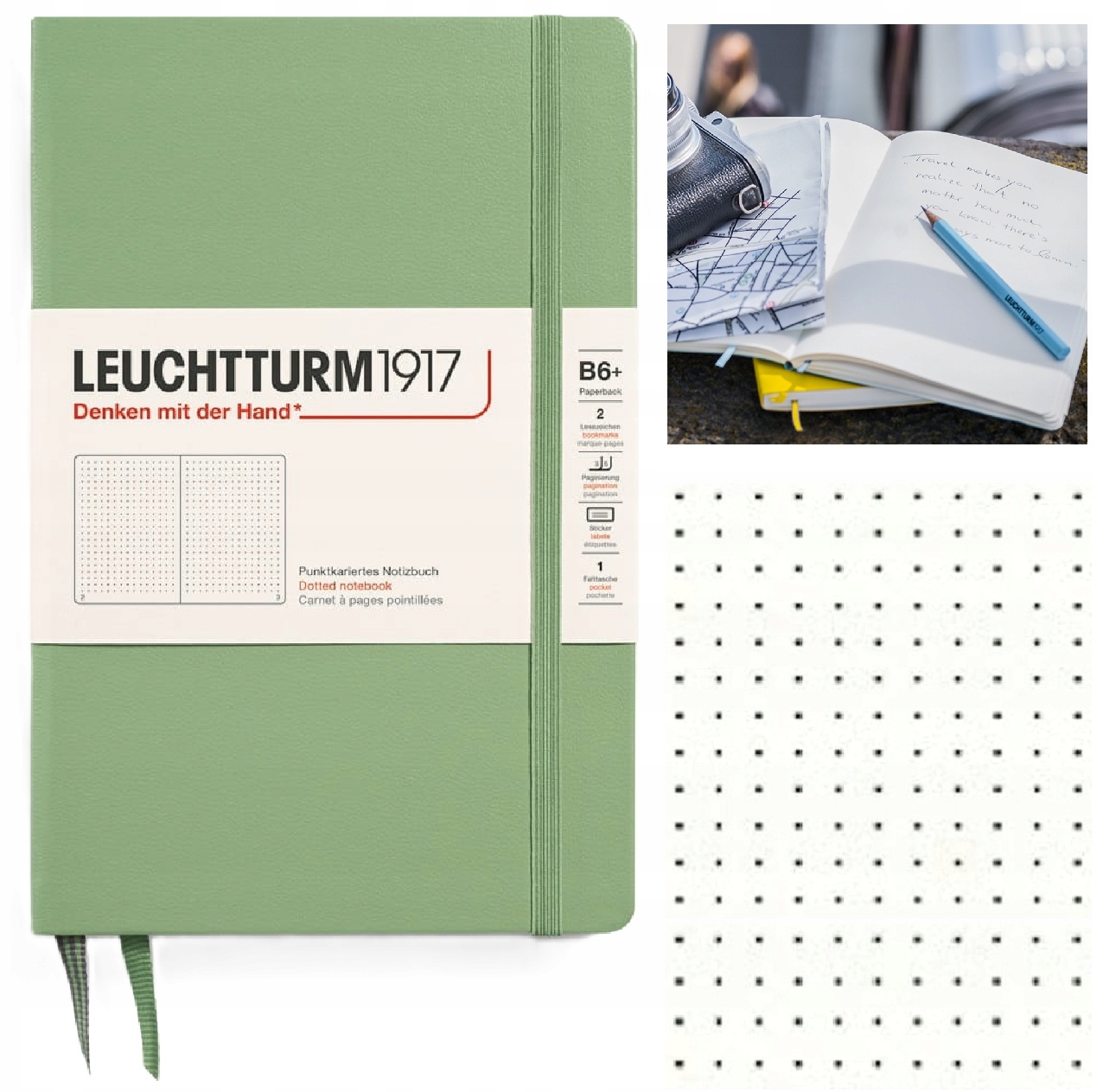 LEUCHTTURM1917 Notatnik Notes B6 Kropka bullet journal w kropki Szałwiowy