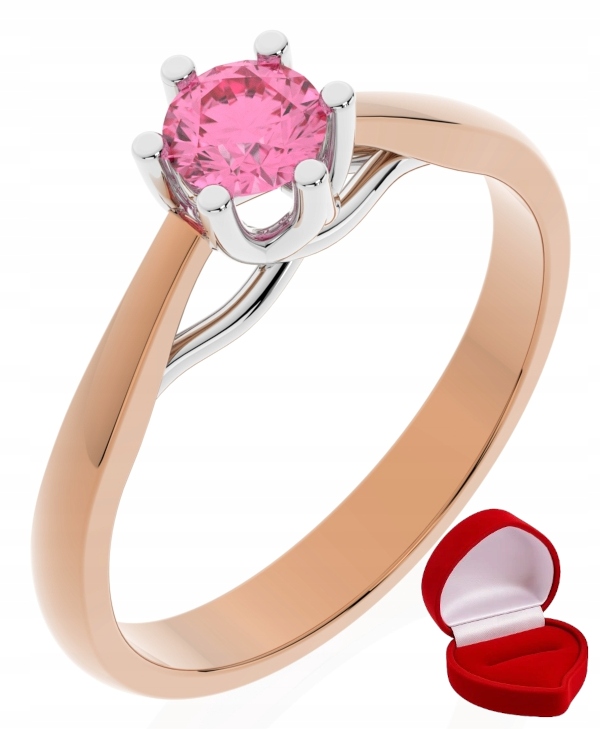 Zlatý Prstýnek 585 14k Safír 0,30 ct Růžové Zlato R25
