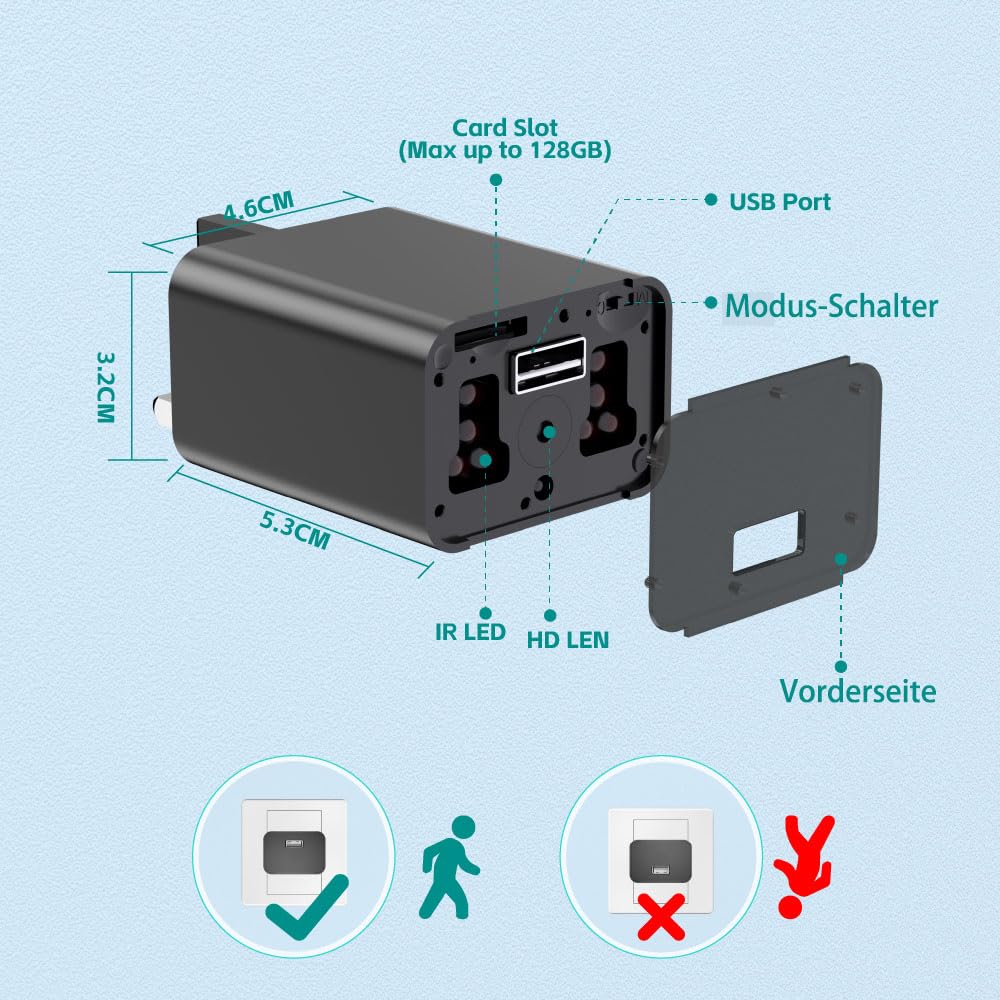UIKOP 64GB Mini Kamera 1080P Przenośna Kamera USB z Nocnym Widzeniem — miniatura 7