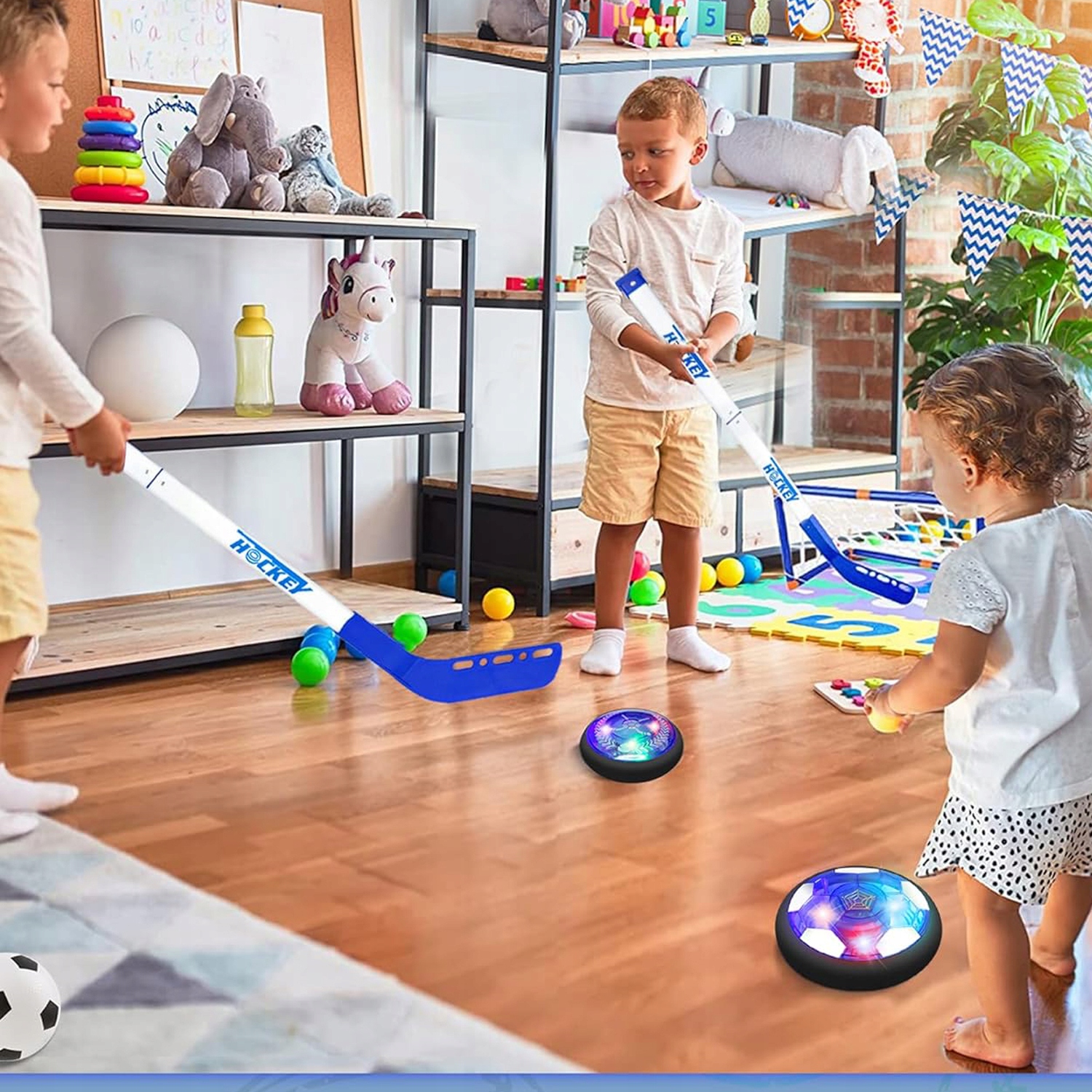 ZESTAW ZABAWEK DO HOKEJA GRA HOKEJOWA DO DZIECI PREZENTY 2 BRAMKA 3 KIJE Wiek dziecka 12 m +