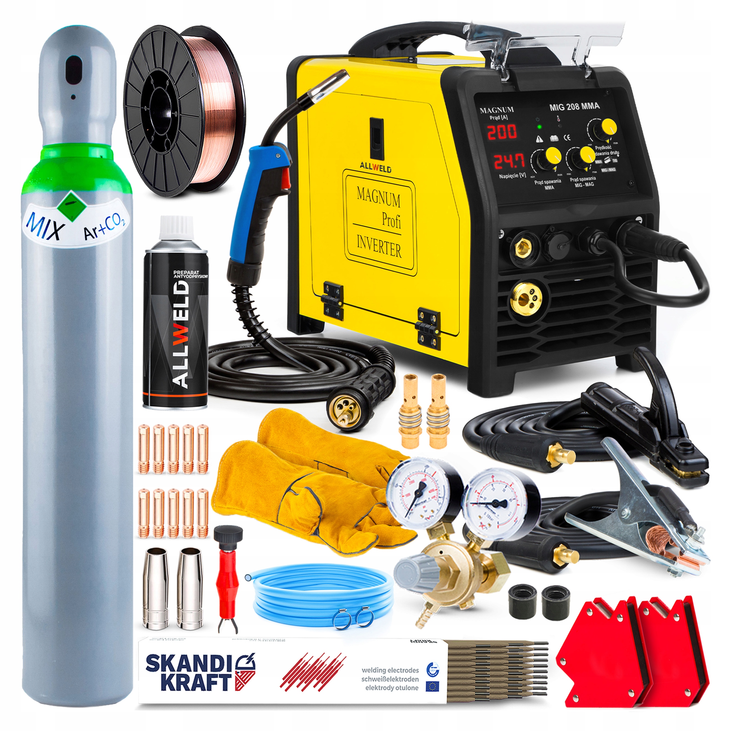 Svářečka Migomat Magnum Mig 208 Mma Tig Lift 230V 200A Flux Igbt Hliník